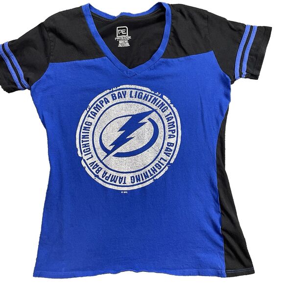 Tampa Bay Lightning Top Womens Medium Stamkos Blue Black Pro Edge Distressed Med - Picture 1 of 6